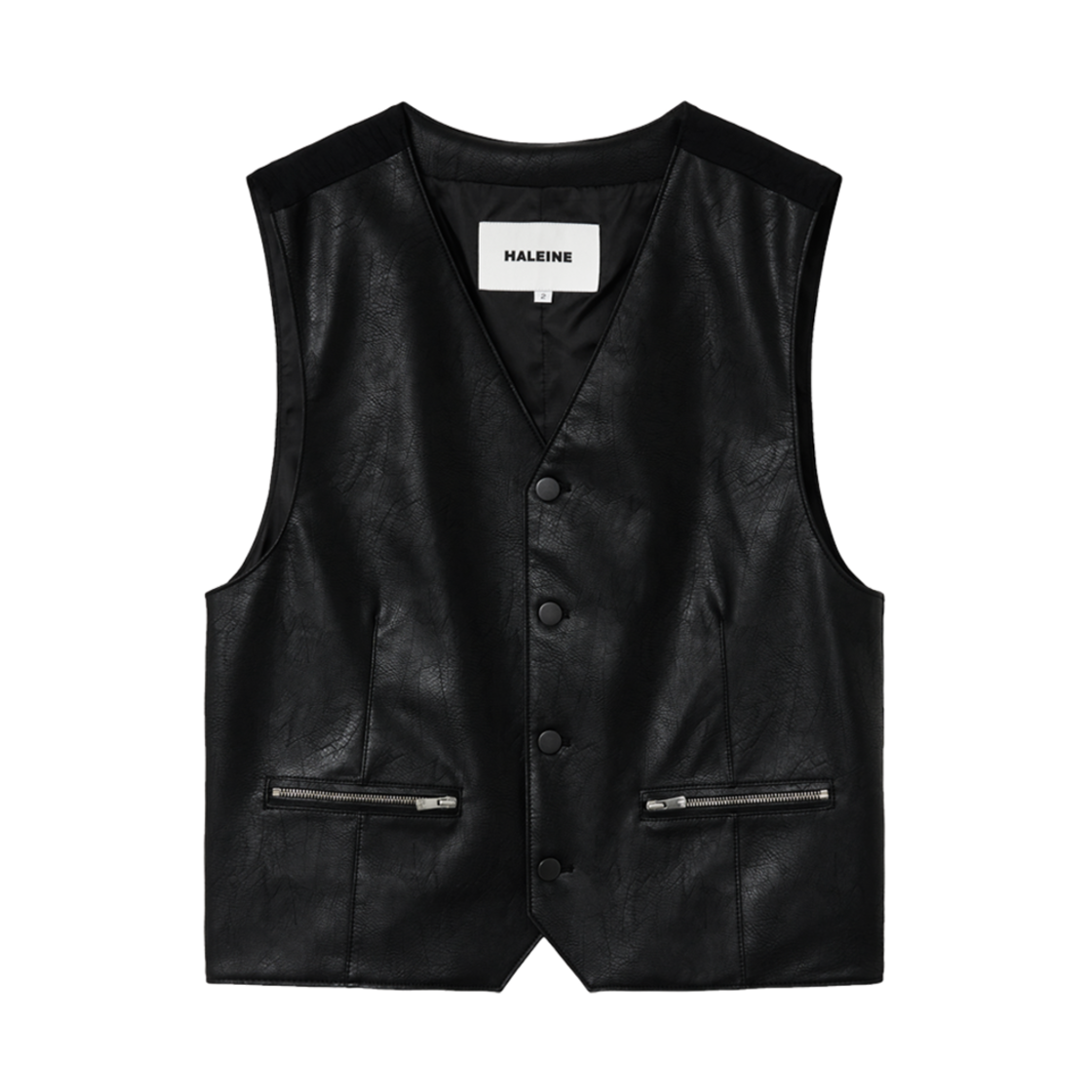 알렌느 크롭 포우 레더 베스트 블랙(Haleine Cropped Faux Leather Vest Black)