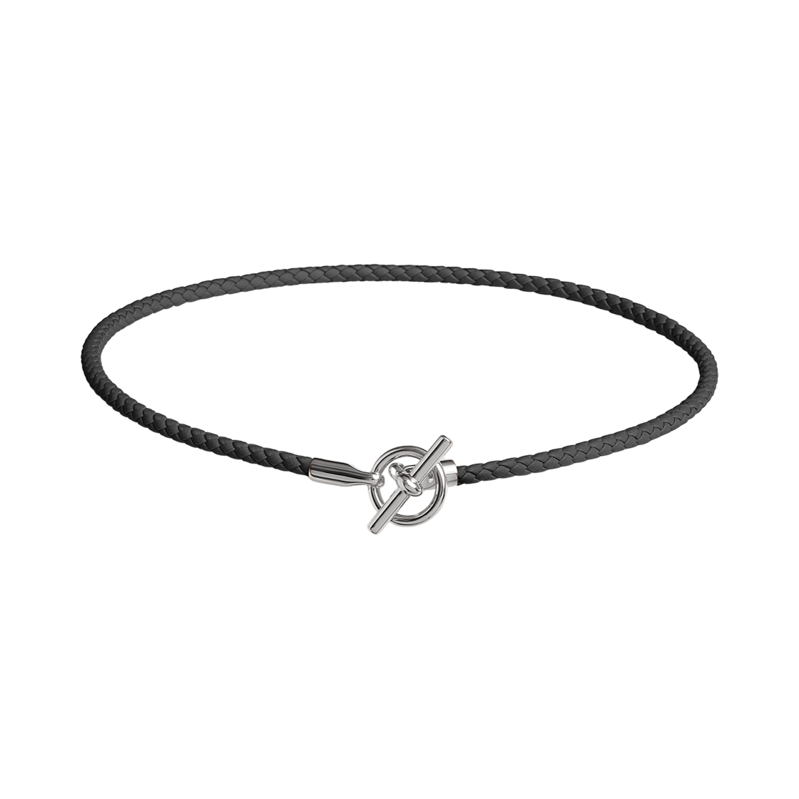 H100002FP89 Hermes Glenan H Necklace Palladium & Noir
