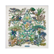(W) Dior Etoile De Voyage 90 Square Scarf Silk Twill White Multicolor