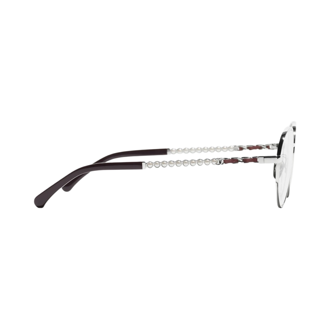 샤넬 프레임 메탈 글래스 펄 & 실버 버건디(Chanel Round Eyeglasses Metal Glass Pearls & Silver Burgundy) - 3