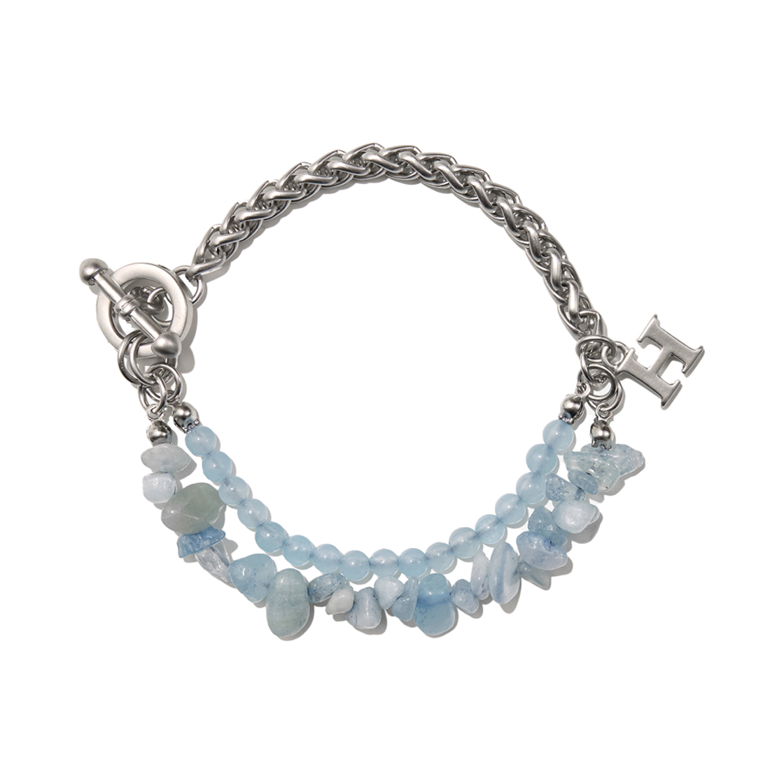 알렌느 젬스톤 메탈 믹스 브레이슬릿 라이트 블루(Haleine Gemstone Metal Mix Bracelet Light Blue (WA107))