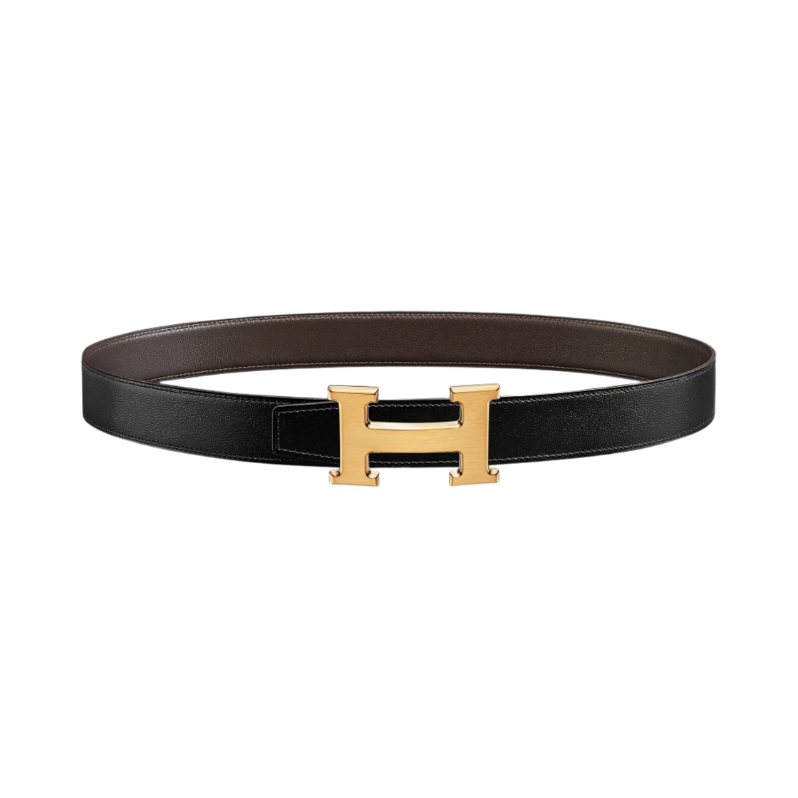 에르메스 H 벨트 버클 & 리버서블 가죽 스트랩 32mm & 오르 브로세 누아 에벤(Hermes H Belt Buckle & Reversible Leather Strap 32mm & Brushed Gold Noir Ebene) - 1