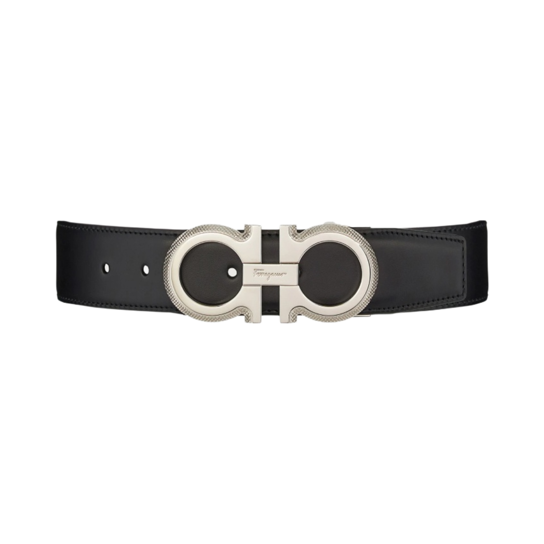 670141-754465 Ferragamo Reversible Adjustable Gancini Belt Black