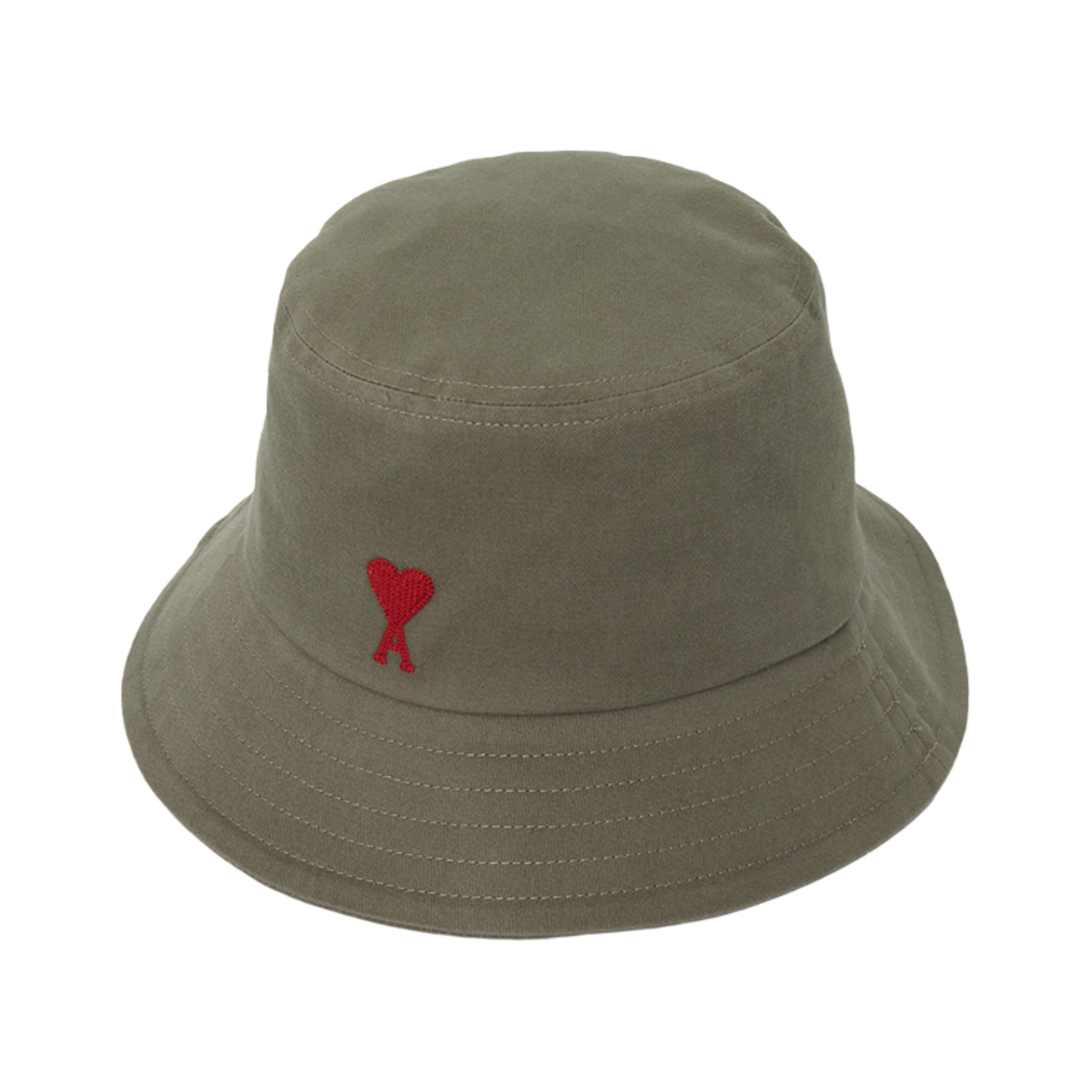 UHA246-AW0041-0953 AMI de Coeur Embroidery Cotton Bucket Hat Khaki