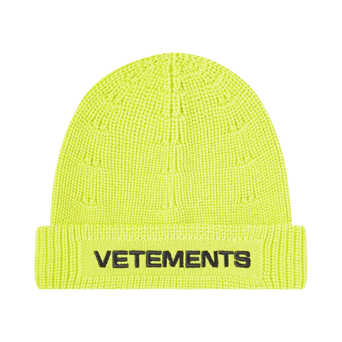베트멍 로고 비니 네온 옐로우 블랙(Vetements Logo Beanie Neon Yellow Black) - 1
