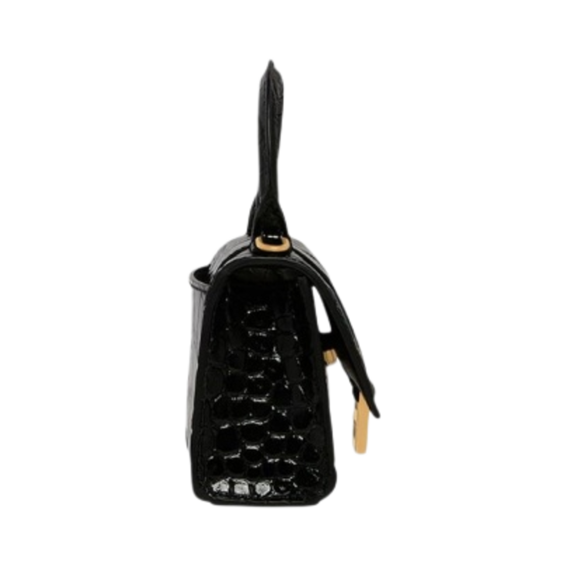발렌시아가 크로커다일 엠보스 카프스킨 아워글래스 미니 체인 핸드백 골드 블랙(Balenciaga Crocodile Embossed Calfskin Hourglass Mini Handbag with Chain Gold Black) - 2