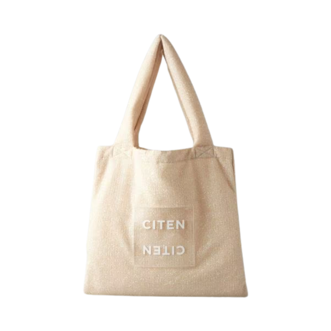 시텐 스파클리 클리어 로고 토트백 베이지(Citen Sparkly Clear Logo Tote Bag Beige)