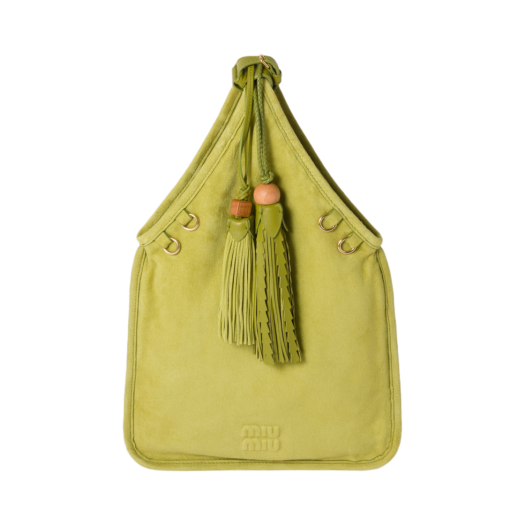 Miu Miu Suede Handbag with Tassels Ivy Green