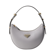 Prada Arque Leather Shoulder Bag Granite Gray