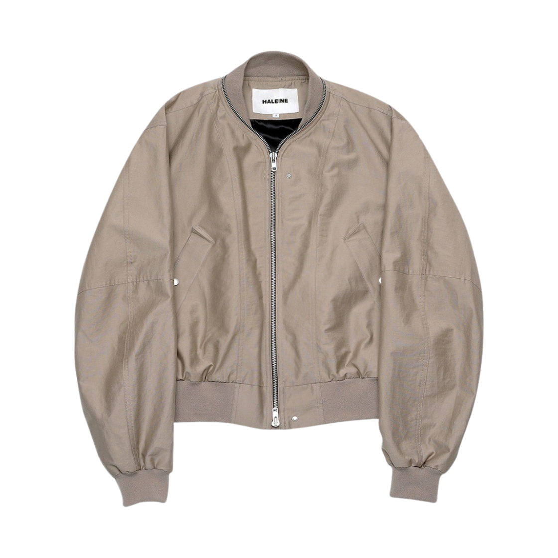 알렌느 라운드 지퍼넥 쓰리디 블루종 카키 베이지