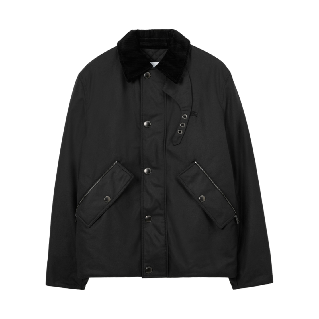 버버리 EKD 모티프 왁스드 코튼 자켓 블랙(Burberry EKD Motif Waxed Cotton Jacket Black) - 1
