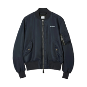 Burberry Logo Print Nylon Bomber Jacket Smoked Navy
