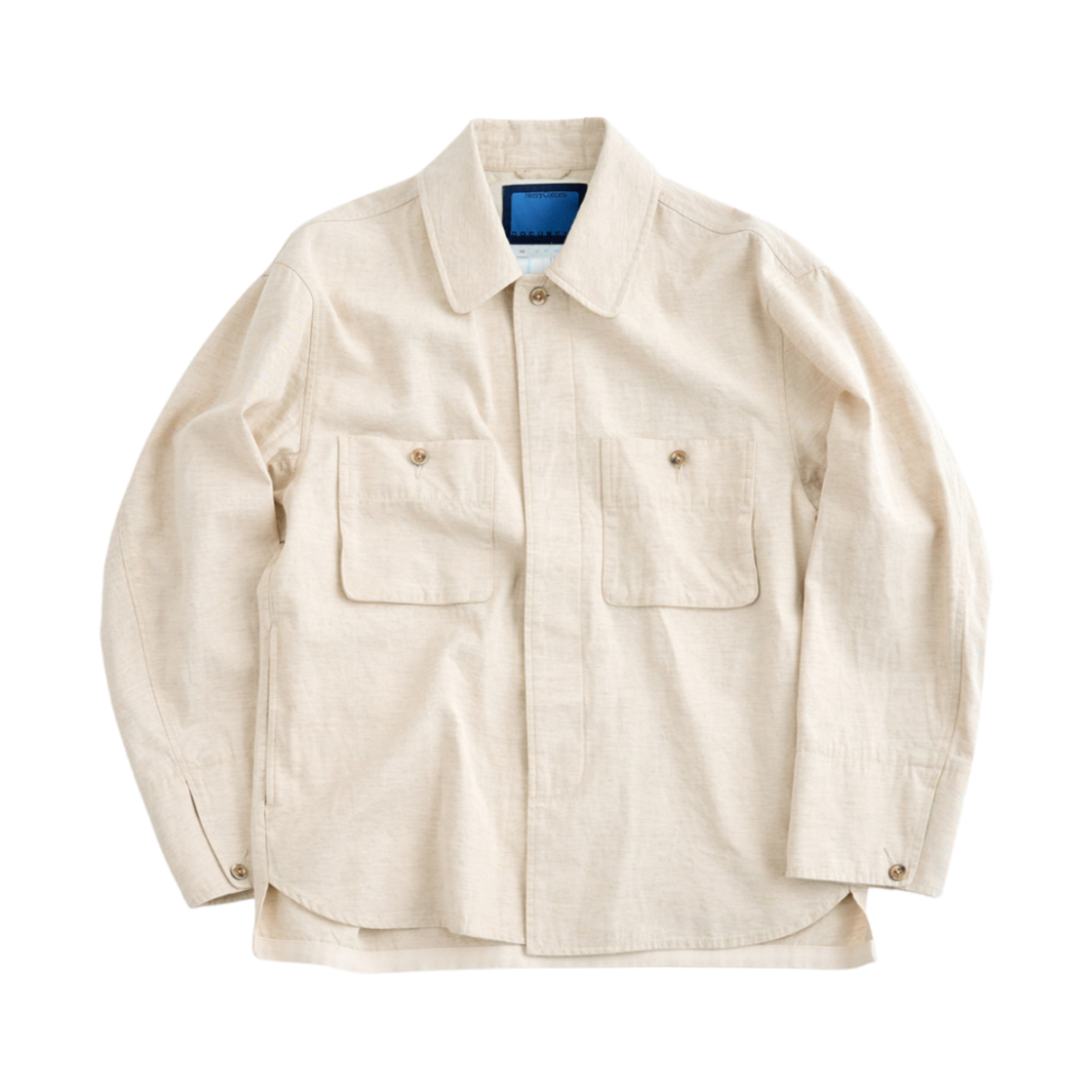AZJAM25340BEL Henry Cotton's x Document Fly Fishing Club Linen Blend Shirting Jacket Set-Up Beige