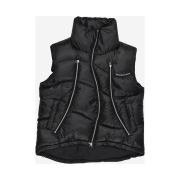 The Museum Visitor KREAM Curved Zipper Puffer Down Vest Glossy Black - 23FW