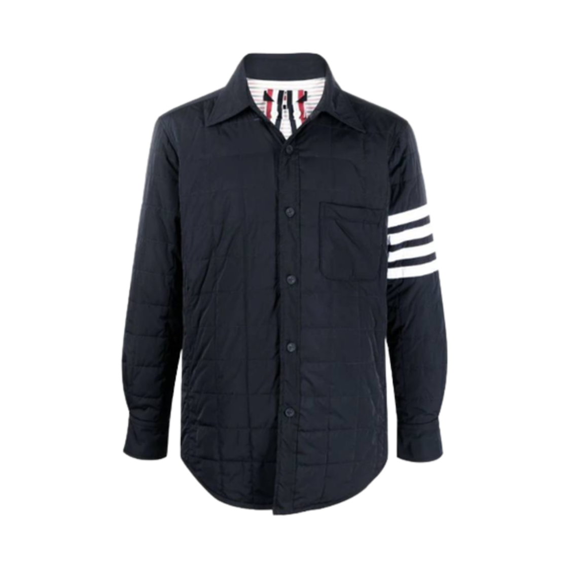 MJD089X-07259-415 Thom Browne Poly Twill Down Filled 4-Bar Shirt Jacket Navy