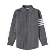 Thom Browne Downfill Shirt Jacket in Poly Twill Med Grey