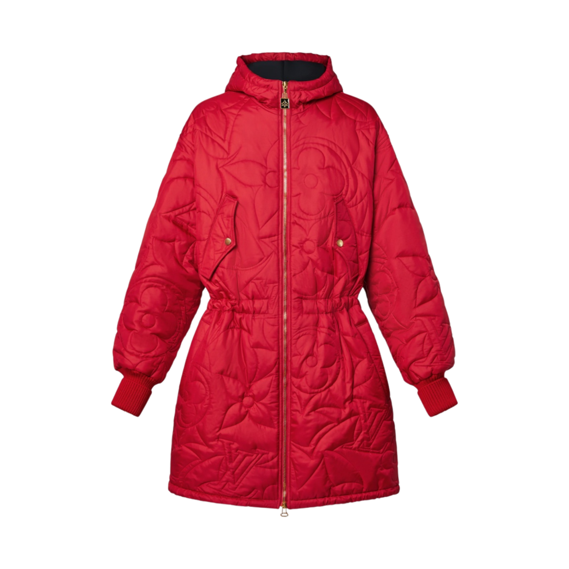 (W) 루이비통 퀼티드 모노그램 롱 파카 레드((W) Louis Vuitton Quilted Monogram Long Parka Red) - 1