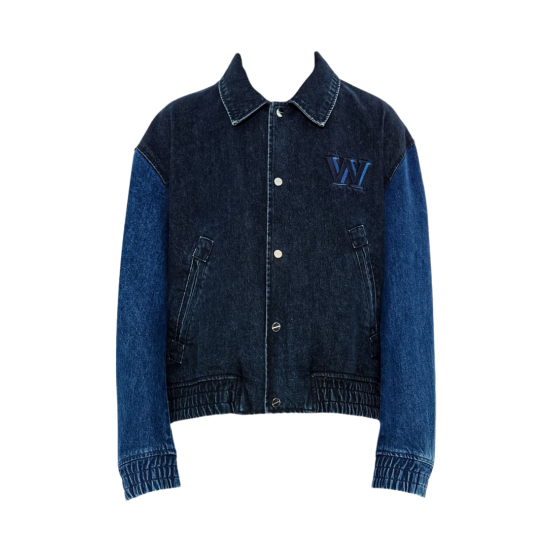 W231JP21983L Wooyoungmi Denim Varsity Jacket Navy