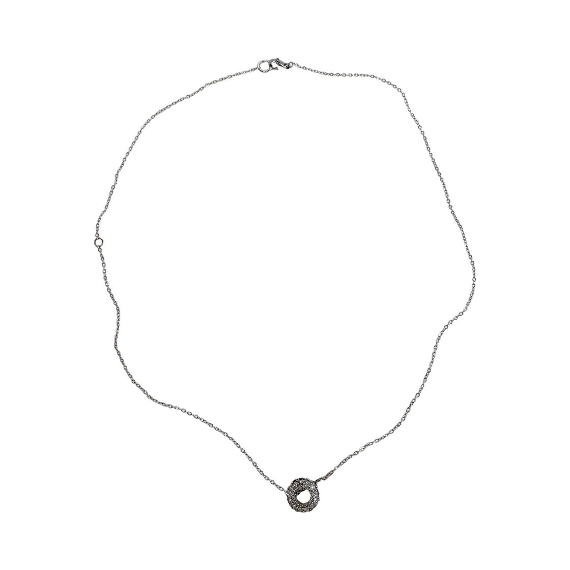 L244MNK020 lovememonster Cubic Ring Necklace Silver