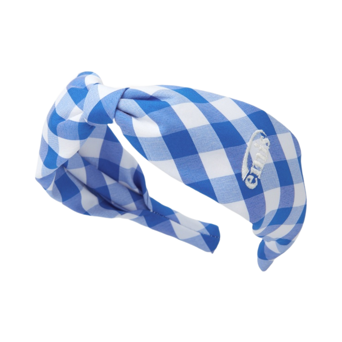 - Emis Gingham Check Ribbon Hairband Blue