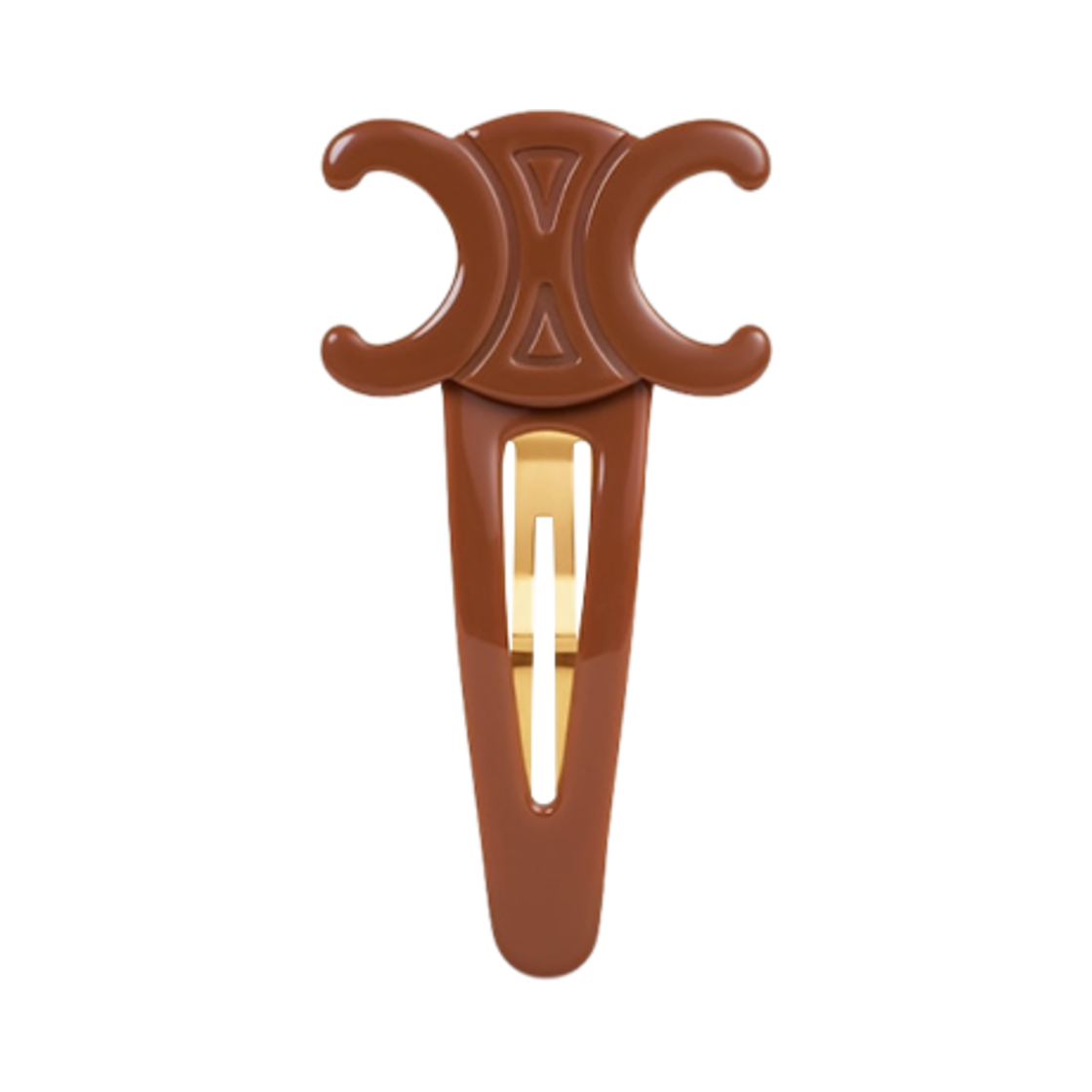 460PT6CSC-03GR (W) Celine Large Snap Hair Clip in Acetate Camel Gold