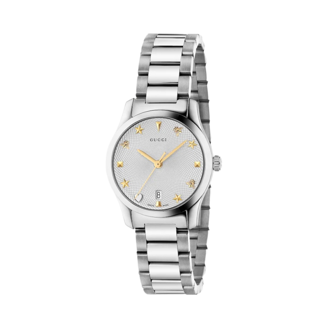 (W) 구찌 G-타임리스 쿼츠 27mm 스틸 실버 기요세((W) Gucci G-Timeless Quartz 27mm Steel Silver Guilloche)