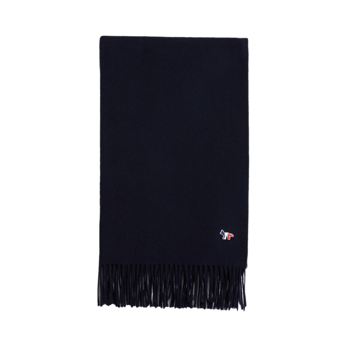 FU06206BT3004-P480 Maison Kitsune Tricolor Fox Wool Muffler Navy