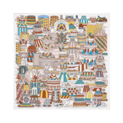 (W) Hermes La Patisserie Francaise Scarf 45 Blanc Brun Vert