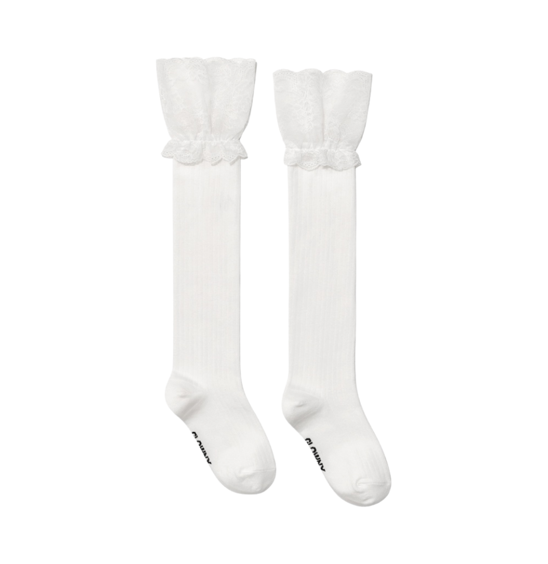 (W) 글로니 x 시미헤이즈 포쉬 레이스 니 삭스 화이트((W) Glowny x Simihaze Posh Lace Knee Socks White)