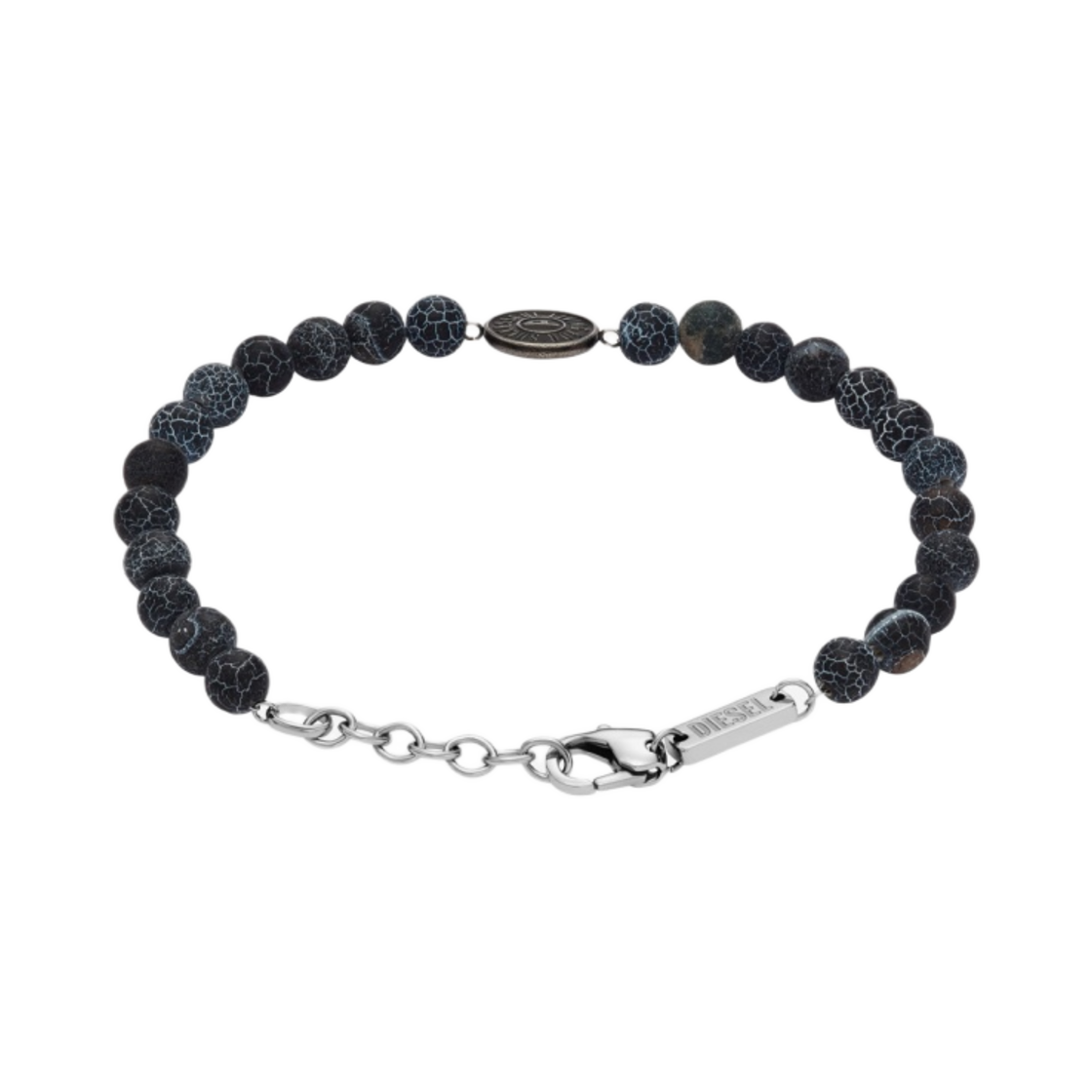 디젤 Dx1464 스테인리스 스틸 비디드 브레이슬릿 실버 블랙(Diesel Dx1464 Stainless Steel Beaded Bracelet Silver Black) - 2