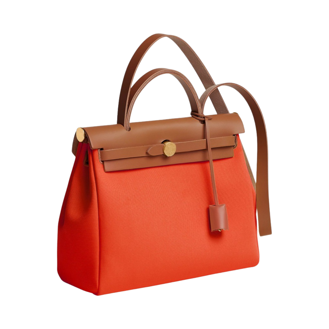 에르메스 에르백 집 31 베르소 백 르투르네 캔버스 & 골드 하드웨어 오랑쥬 메카노 퀴브레 포브(Hermes Herbag Zip 31 Verso Bag Retourne Canvas & Gold Orange Mecano Cuivre Fauve) - 2