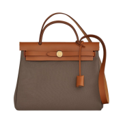Hermes Herbag Zip 31 Verso Bag Retourne Canvas & Gold Etoupe Dune Fauve