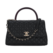 Chanel Medium Flap Bag with Top Handle Grained Calfskin & Gold Black