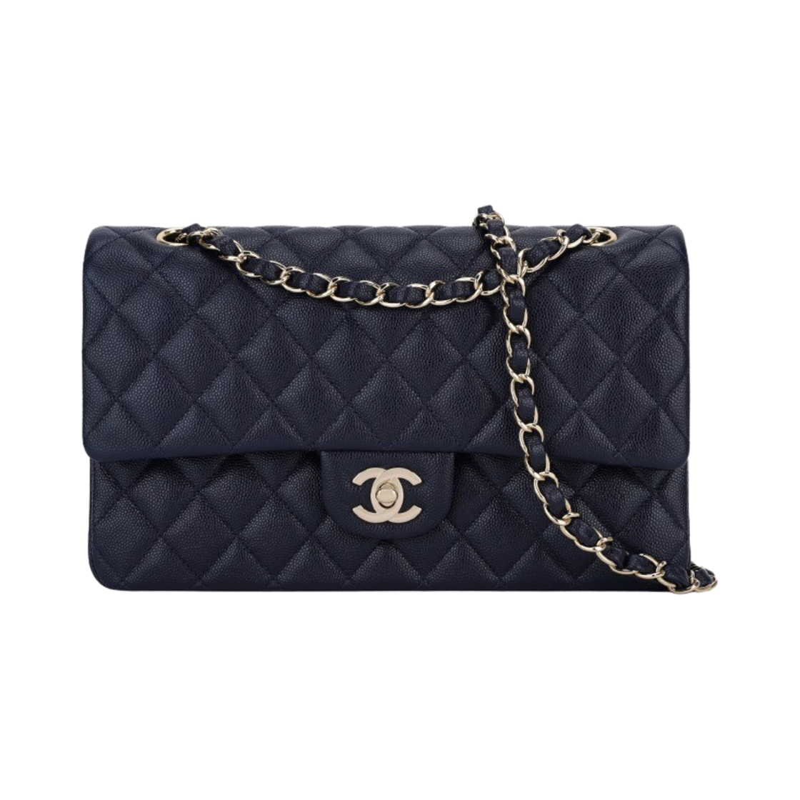 A01112-Y33352-N9318 Chanel Medium Classic Handbag Grained Calfskin & Gold Dark Blue - 대표 이미지 #1