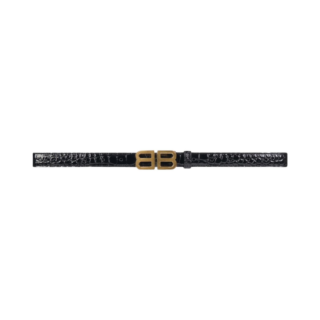 (W) 발렌시아가 BB 아워글래스 씬 벨트 블랙((W) Balenciaga BB Hourglass Thin Belt Black) - 1
