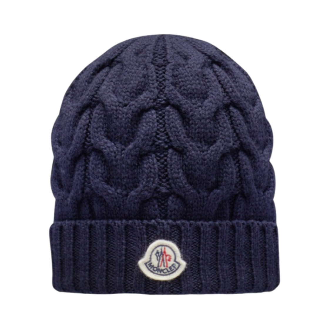 (키즈) 몽클레르 케이블 니트 울 비니 나이트 블루 - 22FW((Kids) Moncler Cable Knit Wool Beanie Night Blue - 22FW) - 1