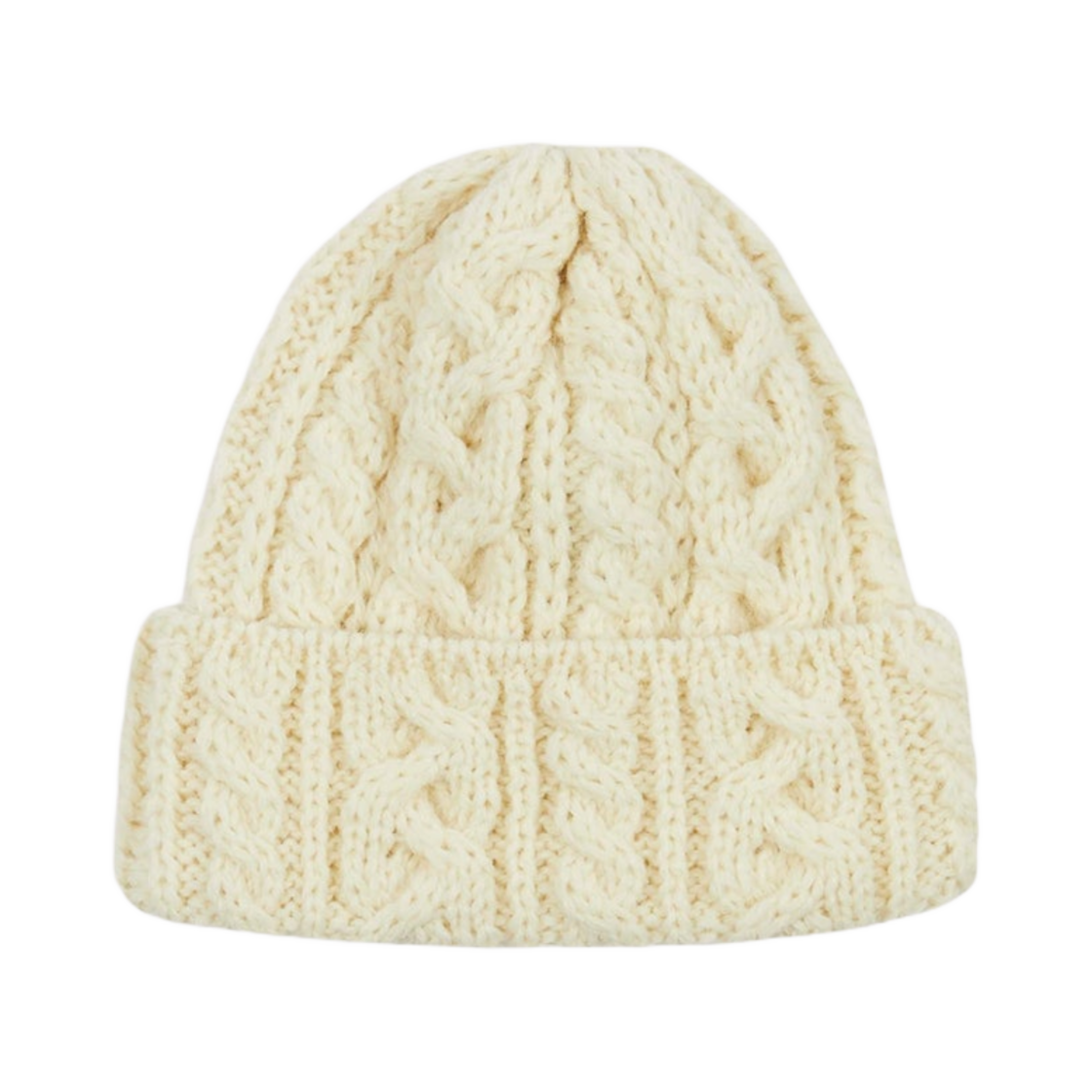 DR1AG1-24546-01-050 Drake's Wool Cable Knit Cap Ecru
