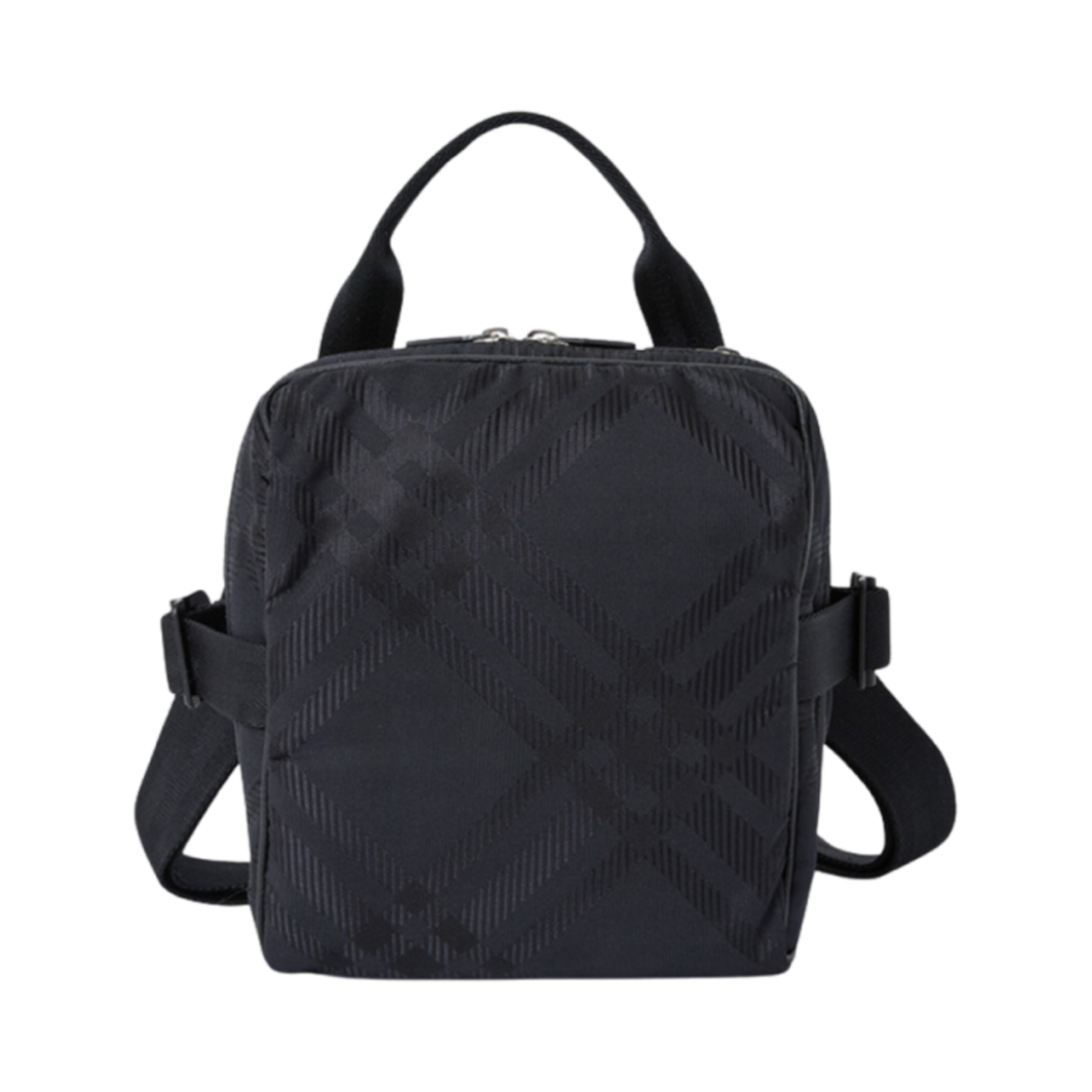 8080900 Burberry Check Jacquard Crossbody Bag Black