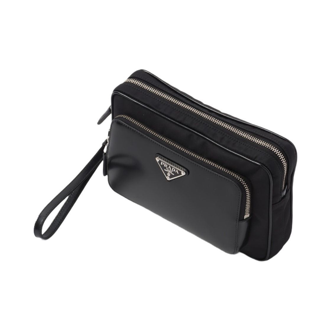 프라다 리나일론 브러쉬드 레더 파우치 블랙(Prada Re-Nylon Brushed Leather Pouch Black) - 2