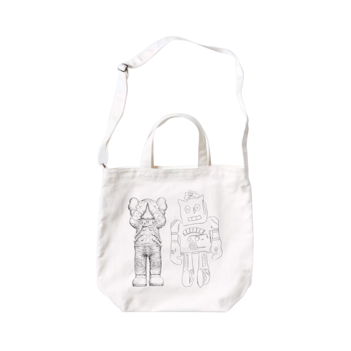 유니클로 UT x 카우스 x 워홀 투웨이 토트백 오프 화이트(Uniqlo UT x Kaws x Warhol 2-Way Tote Bag Off White)