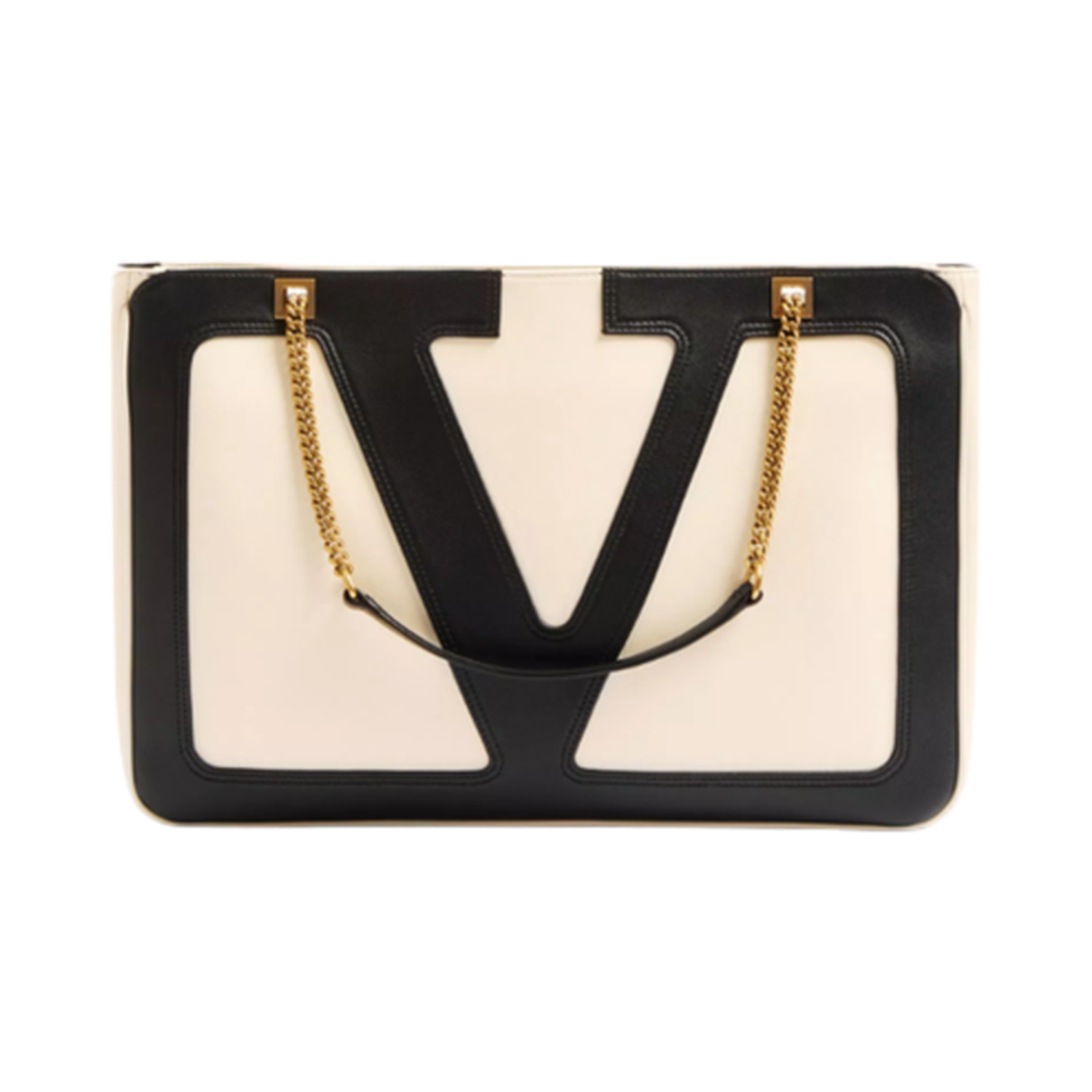 B0R13PTJR4V Valentino Viva Superstar Nappa Leather Medium Shopping Bag Ivory Black