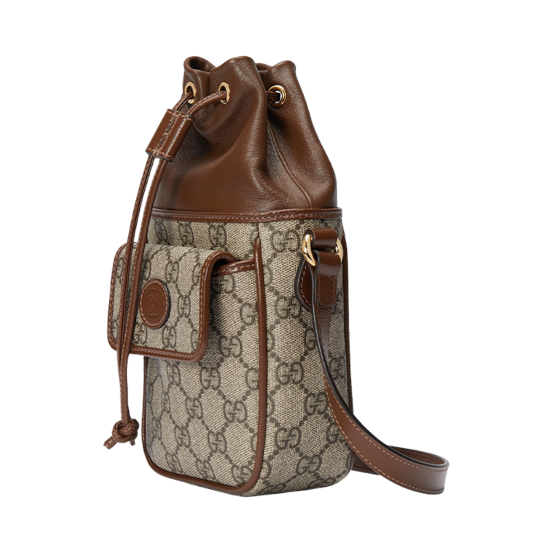 구찌 GG 미니 미니백 스퀘어 인터로킹 G 베이지 에보니 슈프림(Gucci GG Mini Bucket Bag with Interlocking G Beige Ebony Supreme) - 2