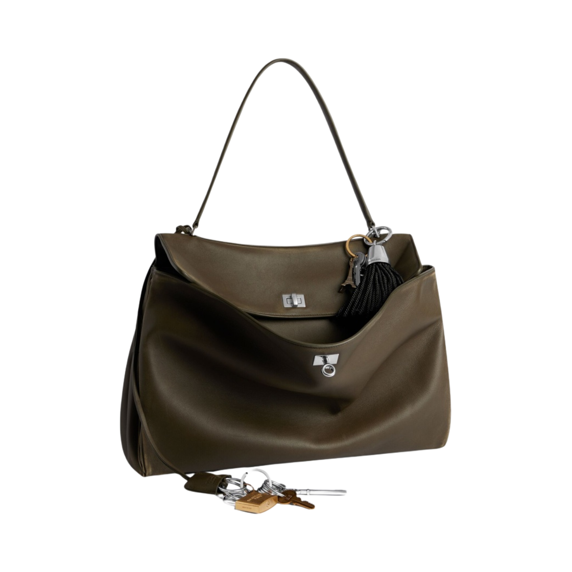 발렌시아가 로데오 유즈드 이펙트 참 라지 핸드백 카키(Balenciaga Rodeo Used Effect Large Handbag with Charms Khaki) - 2
