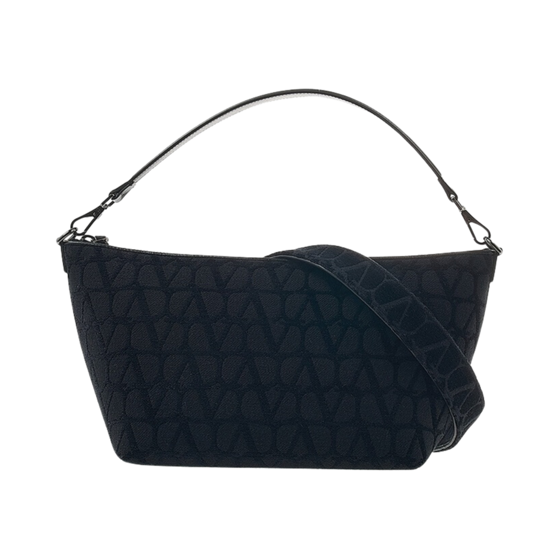 B0C24JXD0NO Valentino Toile Iconographe Leather Details Shoulder Bag Black