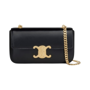 Celine Chain Shoulder Bag Claude in Shiny Calfskin Black