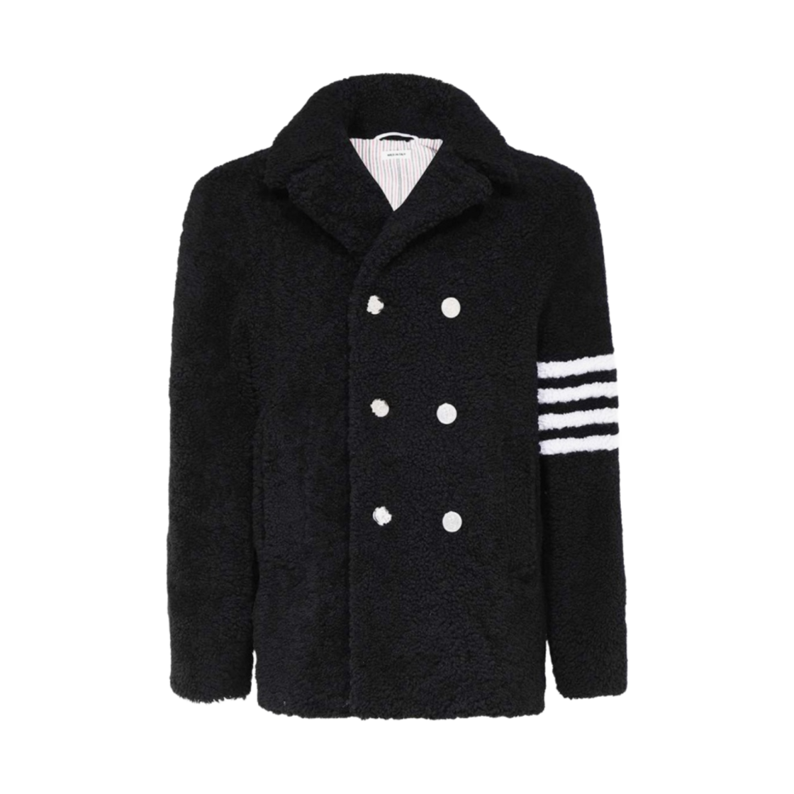 톰브라운 시어링 사선 언컨스트럭티드 클래식 피코트 블랙