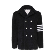 Thom Browne Shearing 4-Bar Unconstructed Classic Pea Coat Black