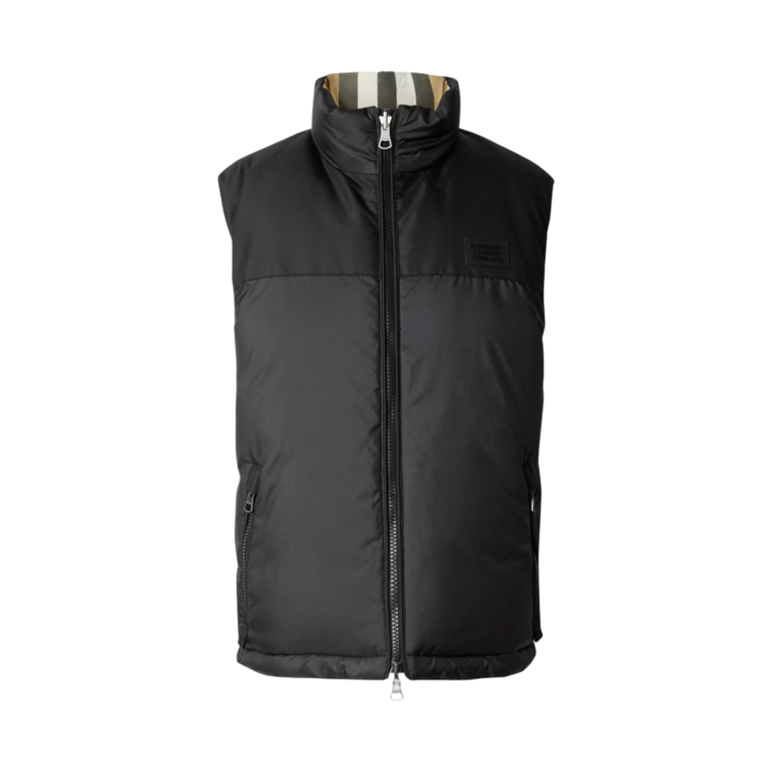 버버리 리버시블 체크 나일론 퍼퍼 질레 아카이브 베이지 블랙(Burberry Reversible Check Nylon Puffer Gilet Archive Beige Black) - 2