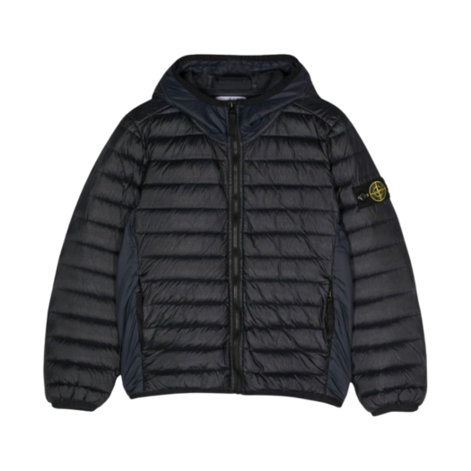(Kids) Stone Island 40624 Loom Woven Chambers R-Nylon Down-TC Hooded Down Blouson Navy Blue - 23FW