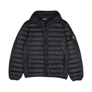 (Kids) Stone Island 40624 Loom Woven Chambers R-Nylon Down-TC Hooded Down Blouson Navy Blue - 23FW